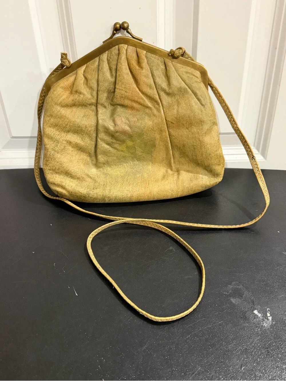 Source Unknown Hand-Painted Clutch / crossbody bag with Red & Green Accents